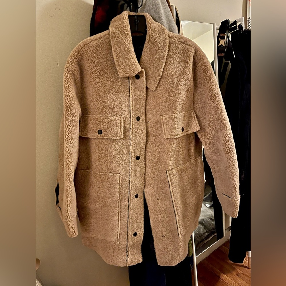 Zara faux fur teddy shirt jacket